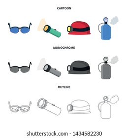 Vector illustration of mountaineering and peak symbol. Set of mountaineering and camp vector icon for stock.