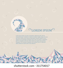 vector illustration. Mountain-goat and grid with triangles and dots in vector. 