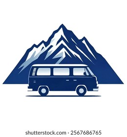 vector illustration of mountains and camping cars