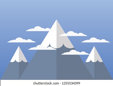 vector illustration of mountains and cloud on blue sky background. Nature background Concept.