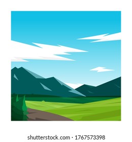 Vector illustration of mountains,  flat design