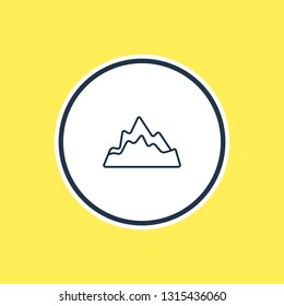 Vector illustration of mountains icon line. Beautiful vacation element also can be used as peak icon element.