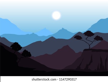 vector illustration of mountains landscape