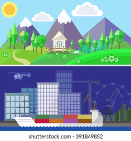 vector illustration of mountains landscape