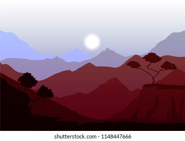 vector illustration of mountains landscape, beautiful sierra