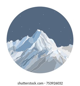 Vector illustration with mountains lanscape