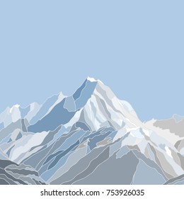 Vector illustration with mountains lanscape