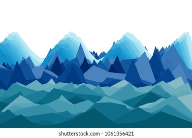 Vector illustration of a mountains in low-polygonal style against white background. Colorful low poly wallpaper