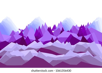 Vector illustration of a mountains in low-polygonal style against white background. Colorful low poly wallpaper