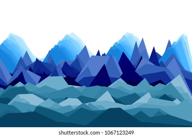 Vector illustration of a mountains in low-polygonal style against white background. Colorful low poly wallpaper