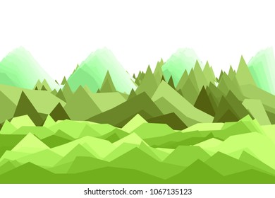 Vector illustration of a mountains in low-polygonal style against white background. Colorful low poly wallpaper