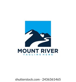 ilustración vectorial de montañas y ríos, hermosa, moderna, minimalista y elegante
