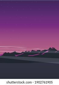 Vector illustration mountains and stars