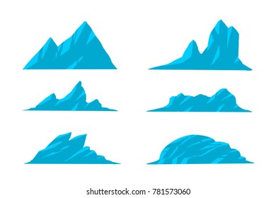 vector illustration Mountains various shapes, hiking mountainous geology.