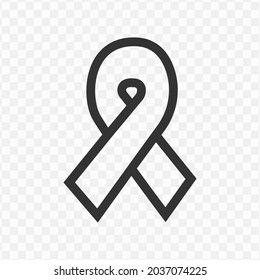 Vector illustration of mourning ribbon icon in dark color and transparent background(png).