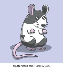 vector illustration mouse, adorable animals, kawaii, rodents, wild animals, heart rodent.