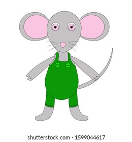 Vector Illustration. Mouse boy. Isolated on white. Cute character. White background