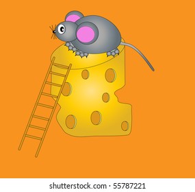 vector illustration of mouse with cheese