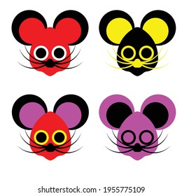 Vector illustration of a mouse with a choice of colors, great for children's book icons