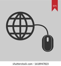vector illustration of a mouse graphic connected to the internet, it can be used for icons, web logos, profile icons and even application logos,