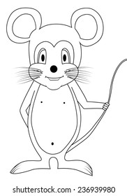 Vector illustration of a mouse to hold on to the tail.