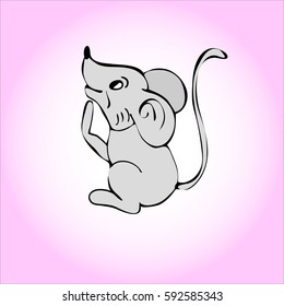Vector illustration of mouse. Isolated cartoon animal. For children, baby creation