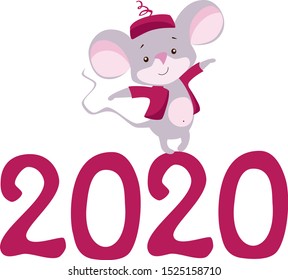 Vector illustration mouse for new year 2020