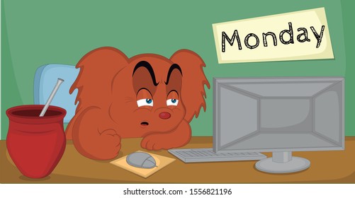 vector illustration of a mouse in the office
