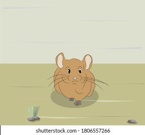 vector illustration of a mouse on nature, vector