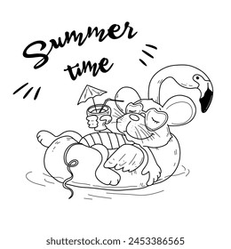 Vektorillustration von Mouse im Sommer auf Urlaub auf See