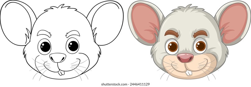 Vector illustration of a mouse, outlined and colored