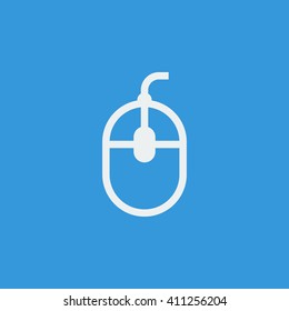 Vector illustration of mouse sign icon on blue background.
