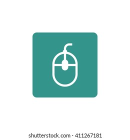 Vector illustration of mouse sign icon on green background.