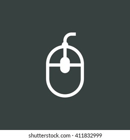 Vector illustration of mouse sign icon on dark background.