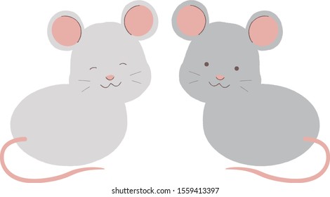 Vector illustration of a mouse with a taste of handwriting style