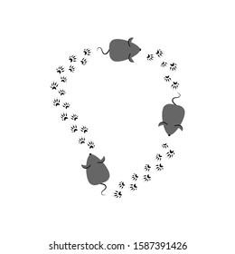 Vector illustration of mouse track. 