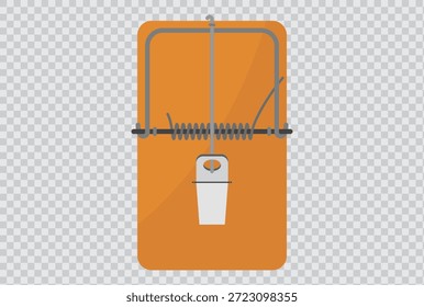 Ilustração vetorial de uma armadilha de mouse em plano de fundo transparente simbolizando o perigo oculto, o risco e as consequências de cair em uma armadilha
