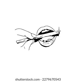 vector illustration of mouth with cigarette