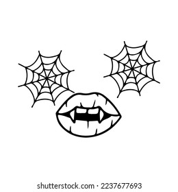 vector illustration of mouth and spider web