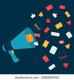 vector illustration with mouthpiece and icon of communication