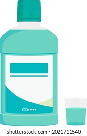Vector illustration of mouthwash or dental rinse isolated on background.