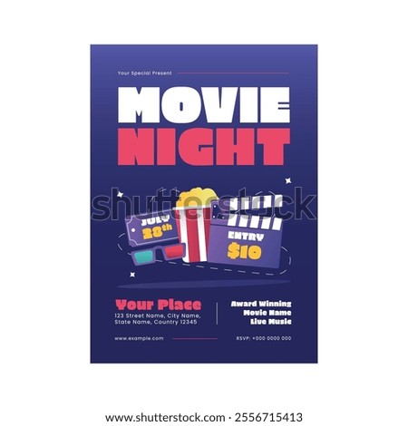 Vector Illustration of movie night poster flyer social media post design
Vector Formats
EPS
