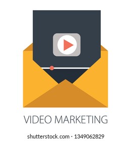 Vector illustration of movie player & send online media "video marketing" digital media interface. multimedia button - technology concept