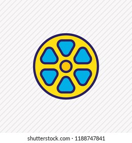 Vector illustration of movie reel icon colored line. Beautiful cinema element also can be used as film tape icon element.