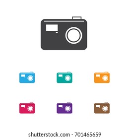 Vector Illustration Of Movie Symbol On Photo Device Icon. Premium Quality Isolated Photographing Element In Trendy Flat Style.