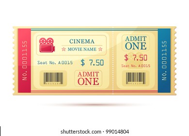 Vector Illustration Of Movie Ticket Against White Background