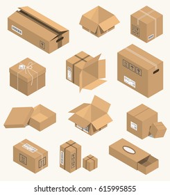 Vector Illustration Moving Box Isometric Isolated.