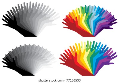 vector illustration of moving hands