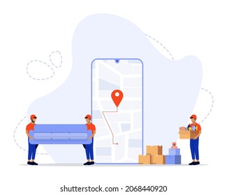 Vector Illustration, Moving Out Concept, Showing people moving out into a new place, Suitable for landing page, UI, web, App intro card, editorial, flyer, and banner
