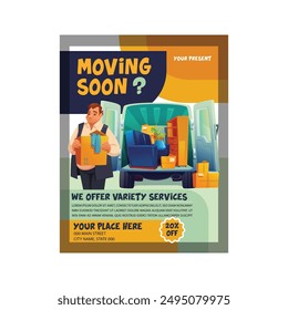 Vektorillustration von Moving Soon Flyer Poster